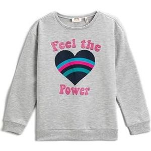 Koton Girl Heart Printed Sweatshirt met lange mouwen Crew Neck, grijs (031), 5-6 Jaren