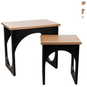 Romimex Tafelset, zwart, natuurlijk hout, MDF, 2-delig