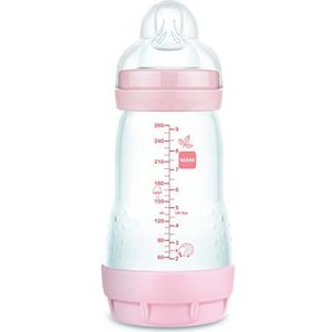 MAM Colours of Nature Skinsoft A150 Fles, mat oppervlak, gepatenteerde anti-koliekfles, ultrazacht, voor baby's vanaf 2 maanden, roze, 260 ml