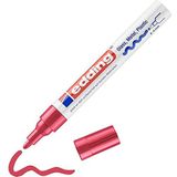 edding 750 glanslakmarker - rood - 1 verfstift - ronde punt 2-4 mm - verfpen voor glas, stenen, hout, plastic, papier - waterproof, hoge dekking