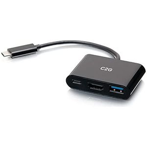 C2G USB C 3-in-1 Mini Dock met HDMI, USB-A, en USB-C Laden, vermogen Delivery tot 60W, 4K Resolutie @ 30Hz...