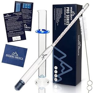 Brewers Hydrometer Test Kit Set: ABV Specifieke Gravity Tester & Borosilicaat Glas Reageerbuis Jar Set