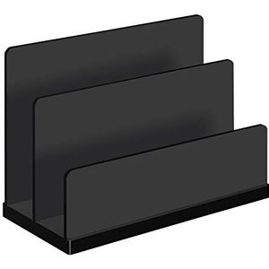 WEDO Black Office 633001 brievenstandaard, acrylglas, 2 vakken rubberen voeten, 15 x 6, 8 x 10, 7 cm, in geschenkdoos, zwart