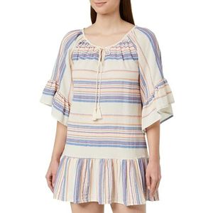 NALLY Dames mini-jurk met strepen 19325637-NA02, oranje blauw wolwit, S, Oranje Blauw Wolwit, S