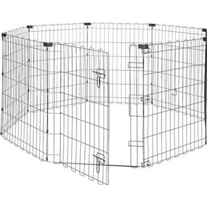 Amazon Basics Opvouwbare achthoekige metalen oefenspeelren voor honden, hekren, enkele deur, zwart, 152 x 152 x 76 cm