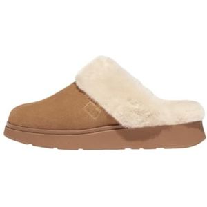 Fitflop Dames Gen-ff Shearling-Collar Suede Slippers, Woestijn Tan, 43 EU