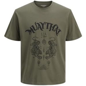 JACK & JONES Jorfighter Tee Ss Crew Neck SMU voor heren, Dusty Olive, L