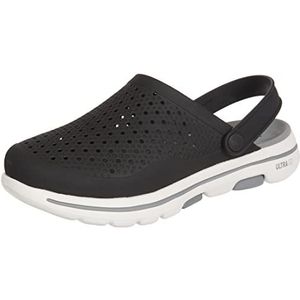 Skechers GO WALK 5 ASTONISHED Slide Sport sandaal voor dames, Zwart Grijs, 45.5 EU