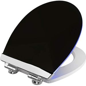 Cornat WC-bril"Black Shining" - zachte LED-verlichting 's nachts - met akoestische sensor - Quick up & Clean functie - softclosemechanisme - comfortabele montage van boven/toiletbril/wc-deksel