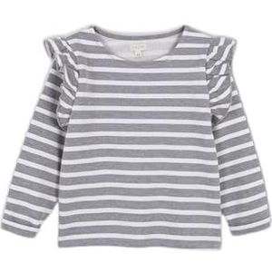 Gocco Strepen sweatshirts met ruches, lichtgrijs, gemêleerd, standaard voor meisjes, Grijs licht mengsel, 3-4 Jaren