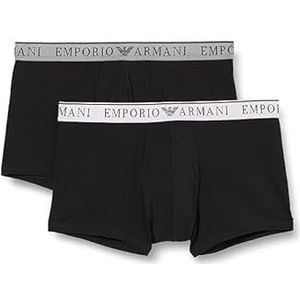Emporio Armani Heren Stretch Katoen Endurance 2-Pack-Trunk, Medium Melange Grijs/Wit, S, Medium Melange Grijs/Wit, S