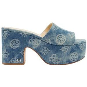 GUESS Yapplea damessandalen met hak, Blauw denim logo, 37 EU