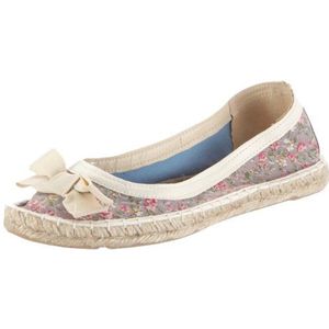 Colors of California Espadrillas ballerina met strik in bloem gedrukt canvas HC.CH02, ballerina's voor dames, Beige Nat, 39 EU