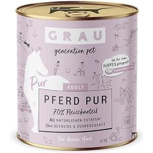 GRAU - het origineel - Natvoer voor honden - Puur paard, 6 verpakking (6 x 800 g), monoproteïne, voor volwassen honden