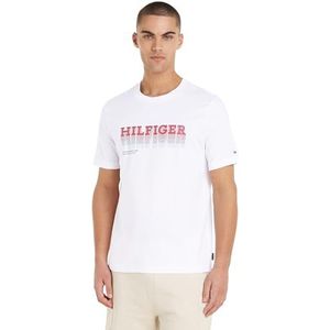 Tommy Hilfiger Heren Fade Hilfiger Tee S/S T-shirts, wit, XS, Wit, XS
