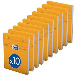 OXFORD 10 notitieblokken, oranje, 8,5 x 12 cm, kleine ruitjes, 5 mm, 80 vellen, geniet, omslag, gecoat, oranje