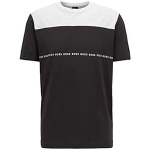 BOSS Heren Tee 5 T-shirt van elastisch biologisch katoen met Colour-Block-logo, zwart 1, XL