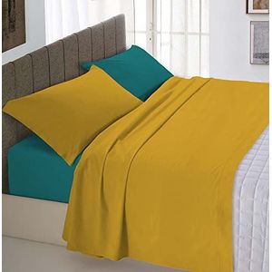 Italian Bed Linen Natural Color beddengoedset, 100% katoen, oker/fles groen, afzonderlijk