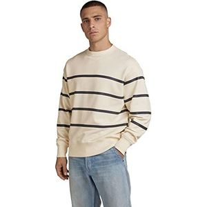 G-STAR RAW Heren geplaatste streep losse trui, veelkleurig (papyrus/fantem blauwe streep D21517-B782-D200), XS, Veelkleurig (Papyrus/Fantem Blauwe Streep D21517-b782-d200), XS