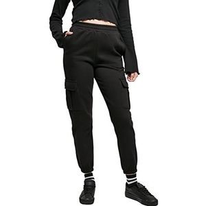 Urban Classics Dames sportbroek met opgestikte zakken, cargo joggingbroek, dames high waist cargo sweatbroek, broek voor vrouwen in vele kleuren verkrijgbaar, maten XS - 5XL, zwart, XXL