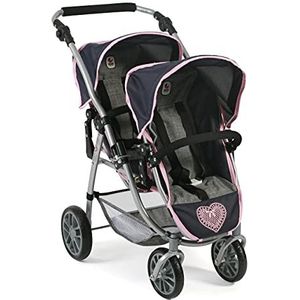 Bayer Chic 2000 689-26 Twin poppenwagen, melange grijs-roze