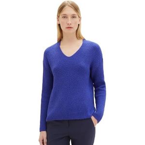 TOM TAILOR Basic damestrui met V-hals, 33965 - Crest Blue Melange, L
