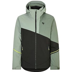 Ziener TIMPA Skijack voor heren, snowboardjack, ademend, waterdicht, zwart/groen modder, 58