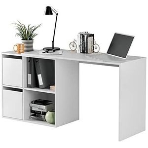 Homey Estudio Zita, omkeerbaar bureau of kantoor, hout, wit, 120 cm (L) x 74 cm (H) x 49 cm (D)