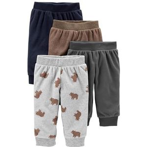 Simple Joys by Carter's Jongens 4-Pack Fleece Broek, Grijs/Navy/Bruin/Beer Print, 0-3 Maanden