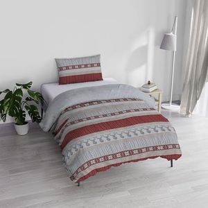 Italian Bed Linen Athena Beddengoedset, 100% katoen, Rudolph, rood, eenpersoonsbed