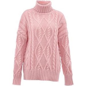 sookie Coltrui voor dames, trendy gestructureerde pullover polyester, roze, maat M/L, roze, M
