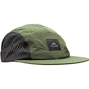 Tillak Wallowa Trail Hat, een lichtgewicht nylon en mesh pet met 5 panelen, Spar Groen - Stretch, Eén Maat