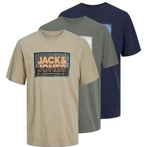 Jack & Jones Jcologan Tee Ss Crew Neck Ss24 3 stuks Mp, blauw, S
