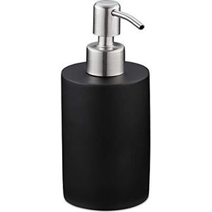 Relaxdays zeeppompje badkamer - navulbaar - zeepdispenser - 180 ml - rond - pompje - wc - zwart