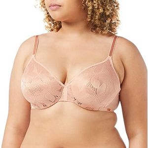 Gossard Glossies Lotus 19001 kanten niet-gewatteerde beugelbeha voor dames, Café Crème, 70G