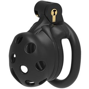 SeLgurFos Small 3D Cock Cage Porous Breathable Chastity Cage Set with 4 Penis Ring Lightweight Resin Penis Lock for Men Sissy Sex Toys BDSM Bondage for Adult Couples (Short-flat ring)