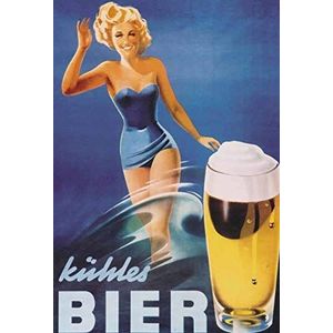 Schatzmix blikken bord bier koel bier vrouw badpak metalen bord wanddecoratie 20x30 tin sign