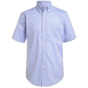 IZOD Uniform Young Men's Short Sleeve Button-Down Oxford Shirt, Lichtblauw, Large (38/39), lichtblauw, Large (38/39)