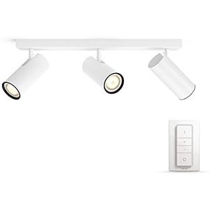 Philips Hue Buratto Opbouwspot 3-Lichts - Duurzame LED Verlichting - Warm tot Koelwit Licht - Incl. dimmer switch - Verbind met Hue Bridge voor Meer Mogelijkheden - Wit