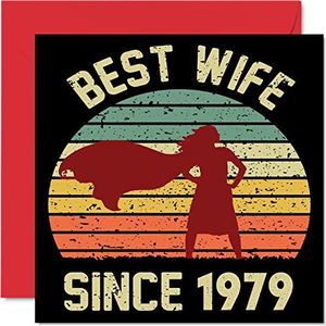 Saffire-verjaardagskaart voor vrouw van echtgenoot - beste vrouw sinds 1979 - I Love You Gifts, Happy 45th Wedding Anniversary Cards voor partner, 145 mm x 145 mm wenskaarten voor vijfenveertigste