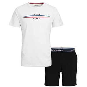 Jack & Jones Jackyle SS cadeauset T-shirt voor heren, Wit/Pakket: Zwarte Shorts, M
