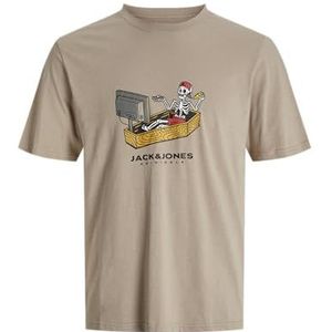 JACK & JONES - JORSKULL - Shirt - Lichtbruin - Motiefprint