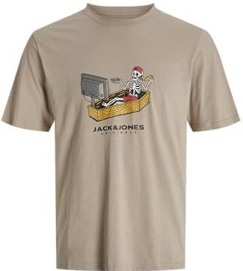 JACK & JONES - JORSKULL - Shirt - Lichtbruin - Motiefprint