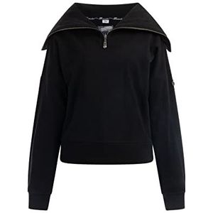 Dreimaster Oversized sweatshirt met ronde hals Troyer, zwart, L dames, Zwart, L