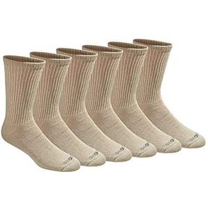 Dickies Men's Dri-tech Moisture Control Crew Socks Multipack, Essential Worker Khaki (6 Pairs), Shoe Size: 5-9