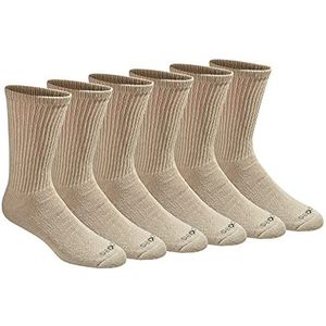 Dickies Men's Dri-tech Moisture Control Crew Socks Multipack, Essential Worker Khaki (6 Pairs), Shoe Size: 5-9