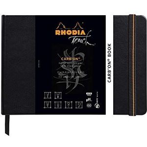 Rhodia 116116C - Carb'On Book DIN A5 (14,8 x 21 cm), 56 vellen, blanco, Clairefontaine papier Carb'On zwart 120 g, elastieksluiting, bladwijzers, cover van kunstleer zwart, 1 stuk