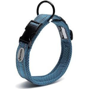 Record - Hondenhalsband Ande – van duurzaam nylon – reflecterende details – sluitclip van kunststof – kleur blauw – maat L – 2 cm – omtrek 45 – 50 cm