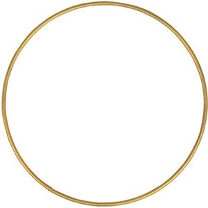 Rayher 2505106 metalen ring, goud gecoat, 15 cm ø, dikte ca. 3 mm, draadring om te knutselen, voor wikkeltechniek, dromenvangerring, macramé ring, bloemisterij