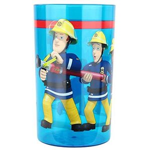 POS 27117 - Drinkglas in trendy brandweerman Sam-design, drinkbeker voor jongens en meisjes van kunststof, inhoud ca. 250 ml